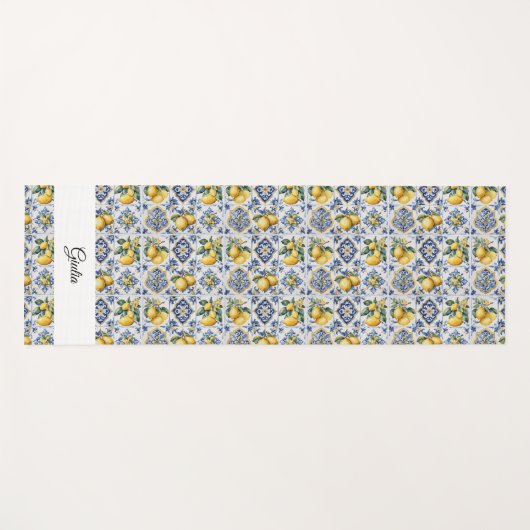 Italiaans Amalfi blauw witte tegels citroenen Yogamat (Voorkant (horizontaal))