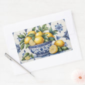 Italiaans Amalfi blauw witte tegels kom van citroe Rechthoekige Sticker (Envelop)