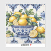 Italiaans Amalfi blauw witte tegels kom van citroe Sticker (Vel)