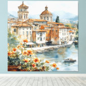  Italiaans Amalfi Coast Waterverf Art Print (Insitu (Houten vloer))