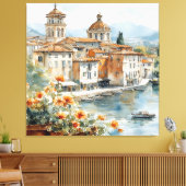  Italiaans Amalfi Coast Waterverf Art Print (Insitu (Woonkamer))