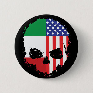 Italiaans-Amerikaans schedelontwerp met vlaggen Ronde Button 5,7 Cm
