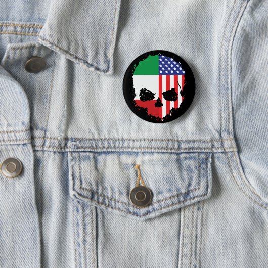 Italiaans-Amerikaans schedelontwerp met vlaggen Ronde Button 5,7 Cm (In situ)