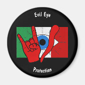 Italiaans-Amerikaanse boze ogen Malocchio Maloik M Magneet (Voorkant)