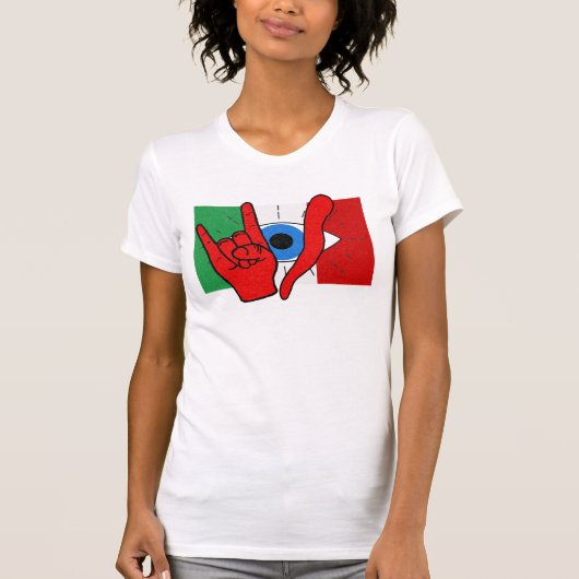 Italiaans-Amerikaanse boze ogen Malocchio Maloik M T-shirt (Voorkant)