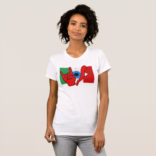 Italiaans-Amerikaanse boze ogen Malocchio Maloik M T-shirt (Voorkant volledig)