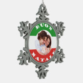 Italiaans-Amerikaanse familie foto kerstversiering Tin Sneeuwvlok Ornament (Links)