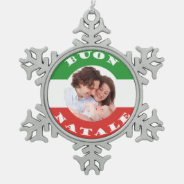 Italiaans-Amerikaanse familie foto kerstversiering Tin Sneeuwvlok Ornament