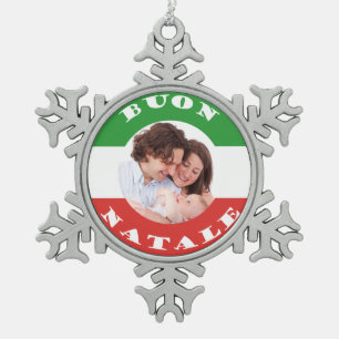 Italiaans-Amerikaanse familie foto kerstversiering Tin Sneeuwvlok Ornament