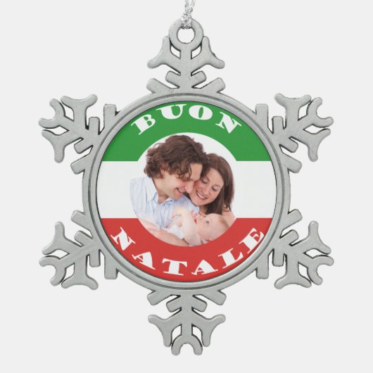 Italiaans-Amerikaanse familie foto kerstversiering Tin Sneeuwvlok Ornament (Voorkant)