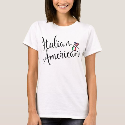 Italiaans-Amerikaanse gejumeleerde harten T-shirt (Voorkant)