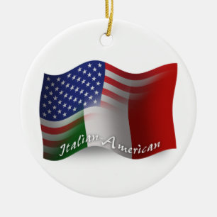 Italiaans-Amerikaanse golfvlag Keramisch Ornament