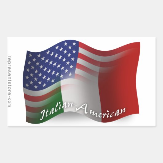 Italiaans-Amerikaanse golfvlag Rechthoekige Sticker (Voorkant)