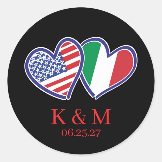 Italiaans-Amerikaanse hartvlaggen Ronde Sticker (Voorkant)