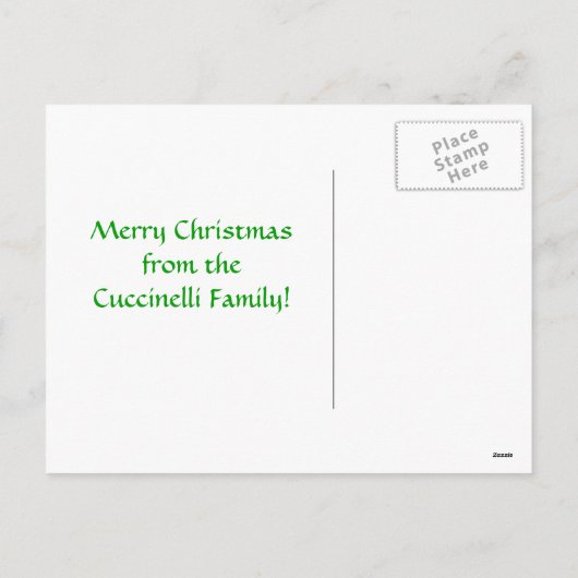 Italiaans-Amerikaanse papieren kerstpostkaart Feestdagenkaart (Achterkant)