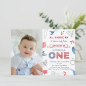 Italiaans-Amerikaanse Pizza 1st Birthday Party Afb Kaart (Staand voorkant)