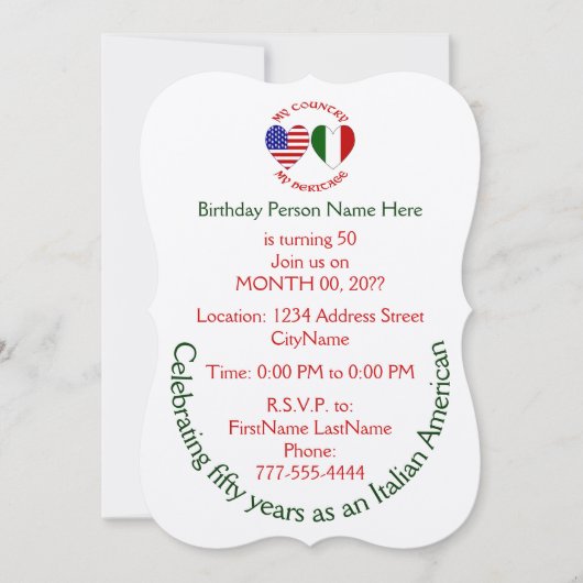 Italiaans-Amerikaanse uitnodiging tot geboorte (Voorkant)