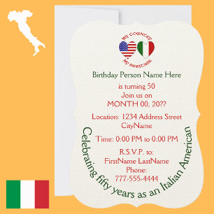 Italiaans-Amerikaanse verjaardagsuitnodiging Kaart