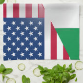 Italiaans-Amerikaanse vlag 16 x 24 inch Theedoek (Gevouwen)