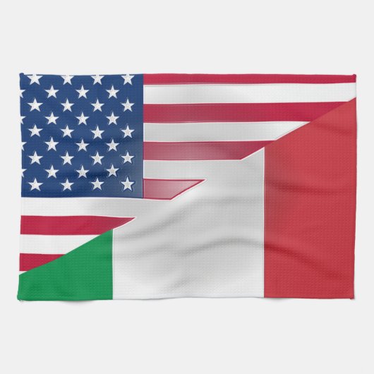 Italiaans-Amerikaanse vlag 16 x 24 inch Theedoek (Horizontaal)