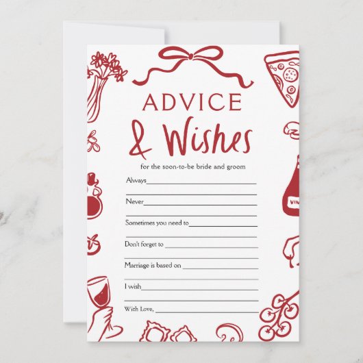 Italiaans Amore advies en wensen Vrijgezellenfeest Kaart (Voorkant)