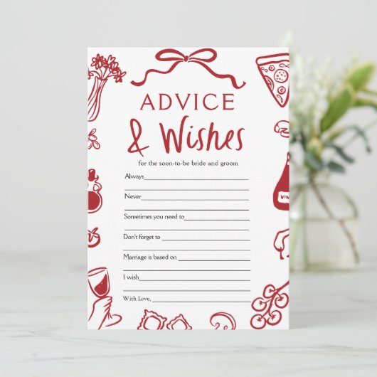 Italiaans Amore advies en wensen Vrijgezellenfeest Kaart (Staand voorkant)