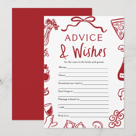 Italiaans Amore advies en wensen Vrijgezellenfeest Kaart (Voorkant / Achterkant)