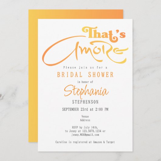 Italiaans Aperol Cocktail Dat is Amore Vrijgezelle Kaart (Voorkant / Achterkant)