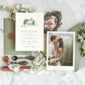 Italiaans Aquarel Huis Foto Save The Date Kaart