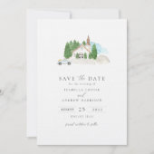 Italiaans Aquarel Huis Foto Save The Date Kaart (Voorkant)