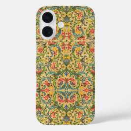 Italiaans Arabesque Blue en Gold iPhone 16 Hoesje