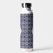 Italiaans Azulejo Blue White Geometric Monogrammed Waterfles (Links)