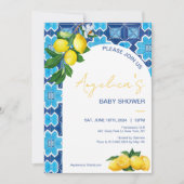 Italiaans Baby shower Lemon | Blauwe Tegels van Mo Kaart (Voorkant)