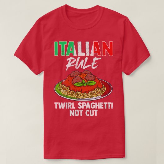 italiaans bewind spaghetti snijdt italië niet t-shirt (Design voorkant)