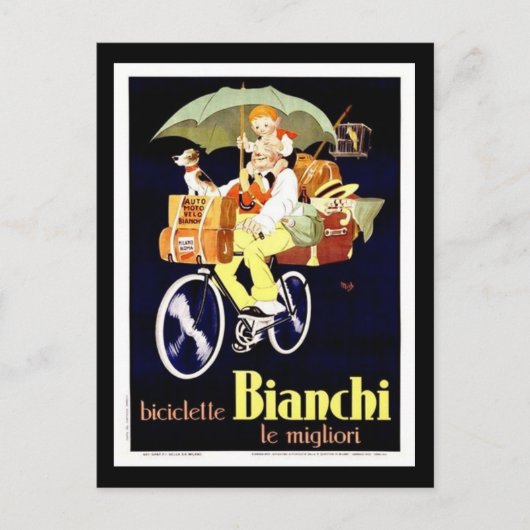  Italiaans Bianchi Bicycle Ad Briefkaart (Voorkant)