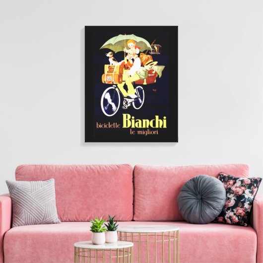  Italiaans Bianchi Bicycle Ad Canvas Afdruk (Insitu (Woonkamer))