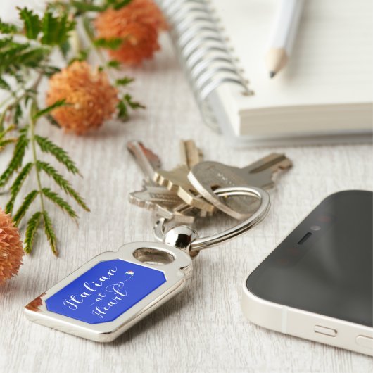 Italiaans bij hartkeyring, Italië Sleutelhanger (Zijkant)