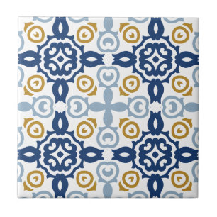 Italiaans  blauw decoratief keramisch tapijtschel tegeltje