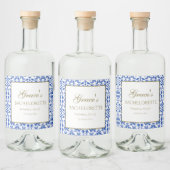 Italiaans Blauw en Wit Bachelorette Liquor Label Likeurfles Etiket (Flessen)