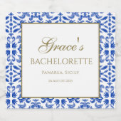 Italiaans Blauw en Wit Bachelorette Liquor Label Likeurfles Etiket (Enkel label)