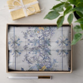 Italiaans Blauw en wit Bloemen Vaas Tegel Decoupag Tissuepapier (Geschenk)