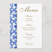 Italiaans blauw en wit bruiloft Menu (Voorkant)