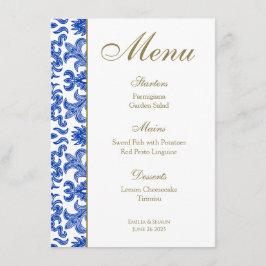 Italiaans blauw en wit bruiloft Menu