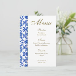 Italiaans blauw en wit bruiloft Menu