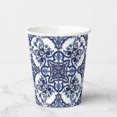 Italiaans Blauw en Wit Siciliaans Majolica Mozaïek Papieren Bekers (Links)