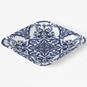 Italiaans Blauw en Wit Siciliaans Majolica Mozaïek Papieren Bordje (Gebogen)