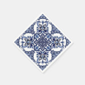 Italiaans Blauw en Wit Siciliaans Majolica Mozaïek Servet (Hoek)