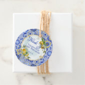 Italiaans Blauw Goud Tegels Citroenen Script Bedan Bedankjes Labels (In situ)