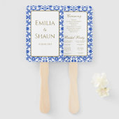 Italiaans blauw hand ventilator programma handwaaier (Voorkant en achterkant)