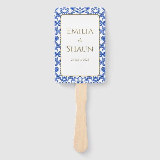 Italiaans blauw hand ventilator programma handwaaier (Voorkant)